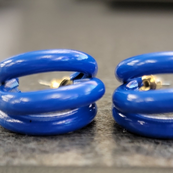 COPY - Blue Small Hoop Earrings - Picture 3 of 3